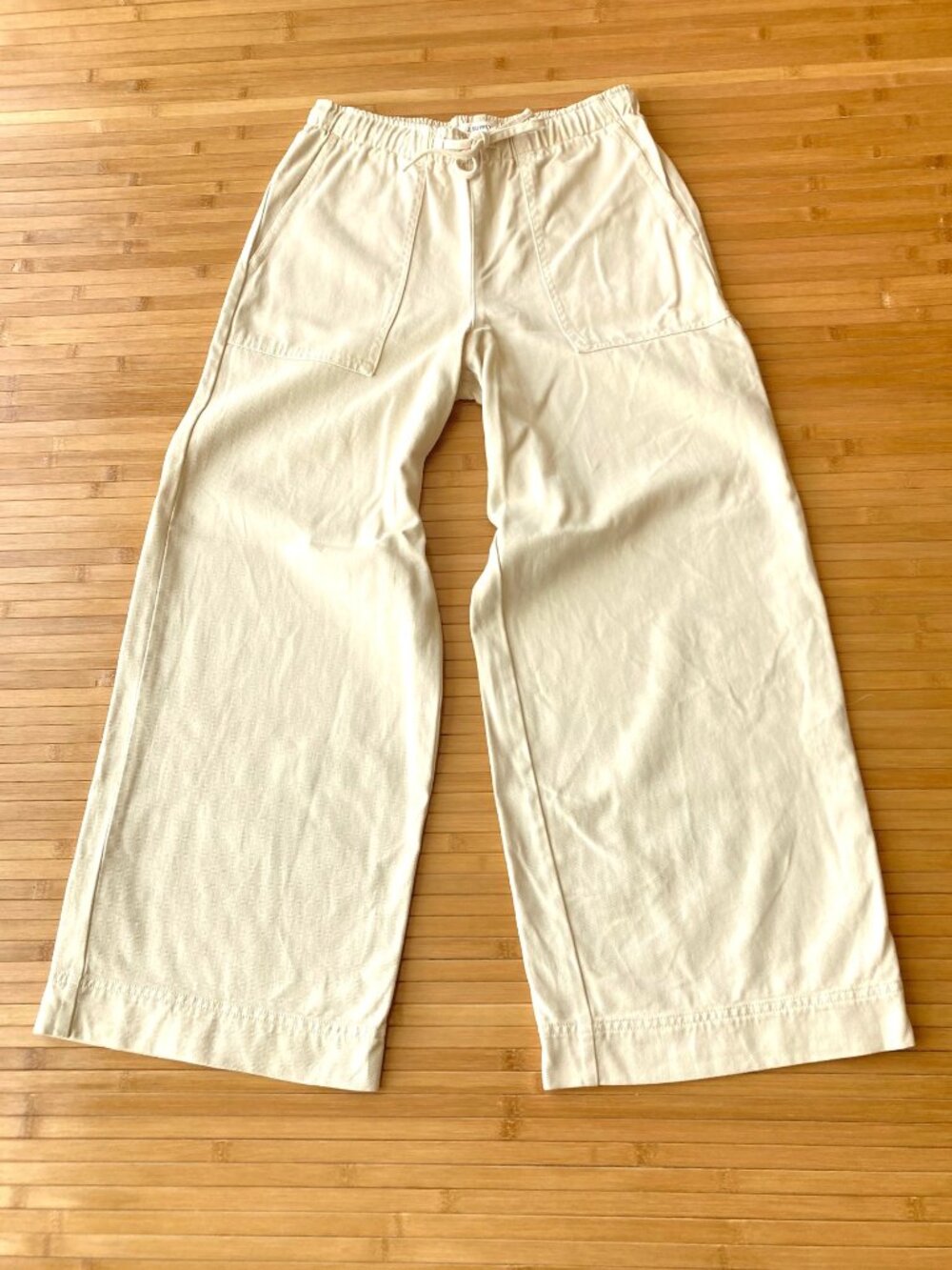 Z Supply Daycation Twill Pants Wide Leg Ankle Womens XS Parchment